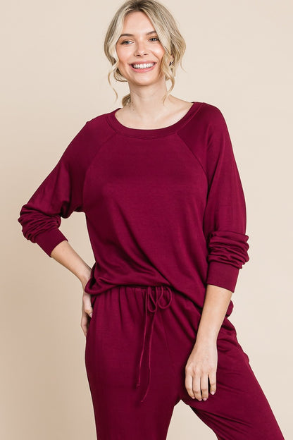 Raglan Sleeve Top and Pants Lounge Set