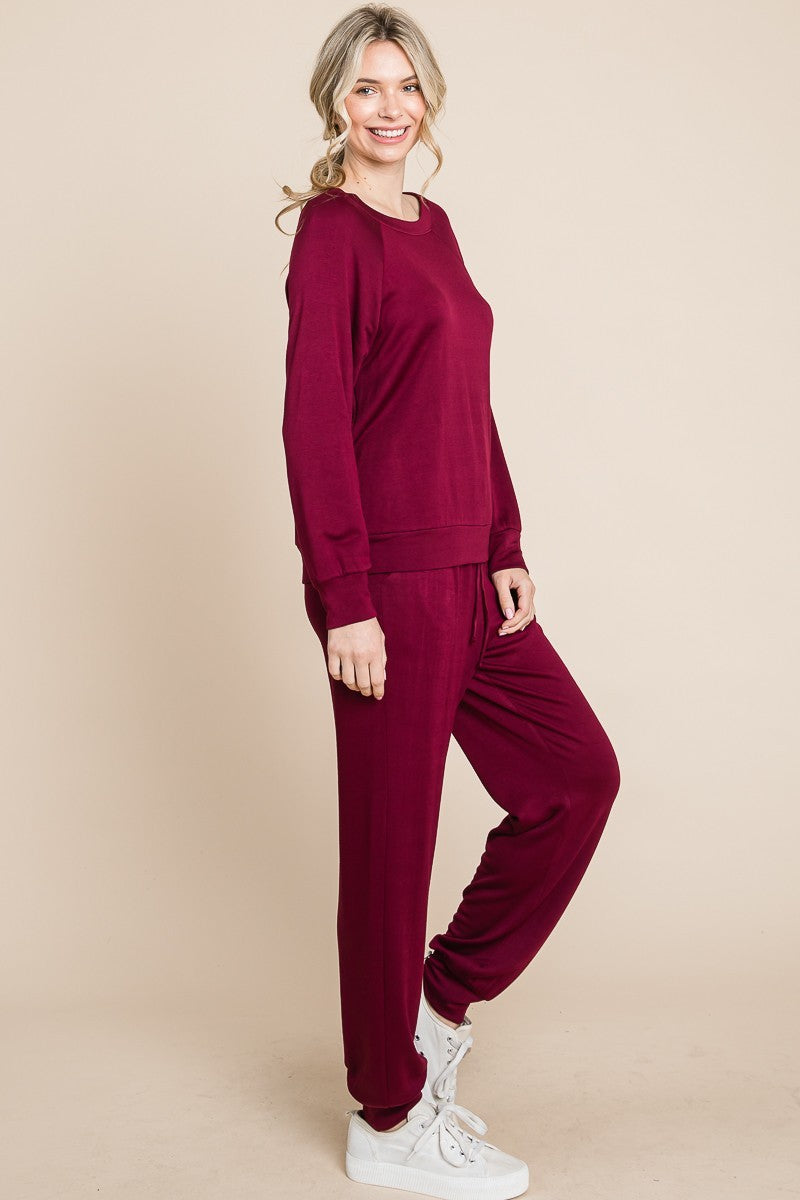 Raglan Sleeve Top and Pants Lounge Set