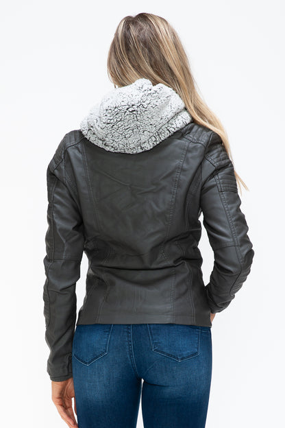 Removable Faux Layered Multi-Pocket Jacket (Charcoal)