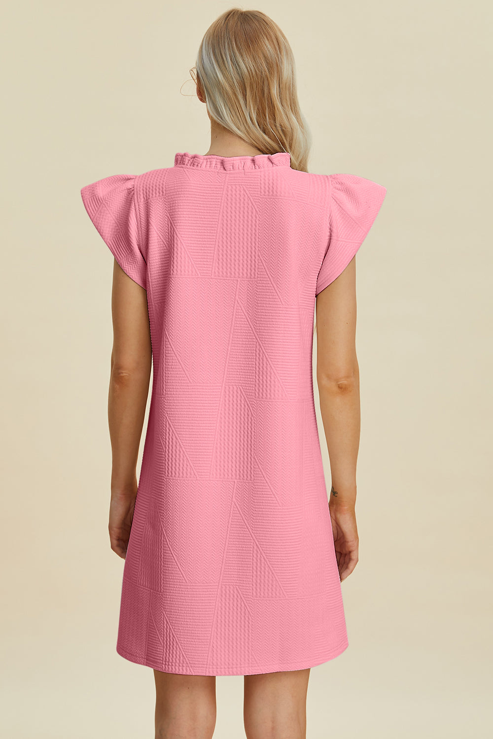 Ruffled V-Neck Cap Sleeve Dress