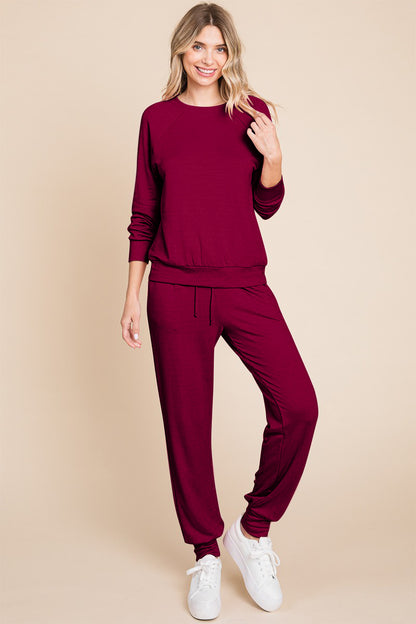 Raglan Sleeve Top and Pants Lounge Set