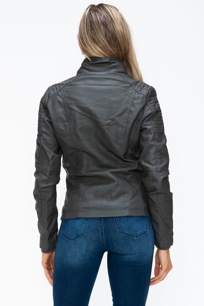 Removable Faux Layered Multi-Pocket Jacket (Charcoal)