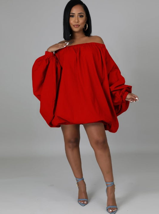 Off The Shoulder Lantern Sleeve Bubble Dress